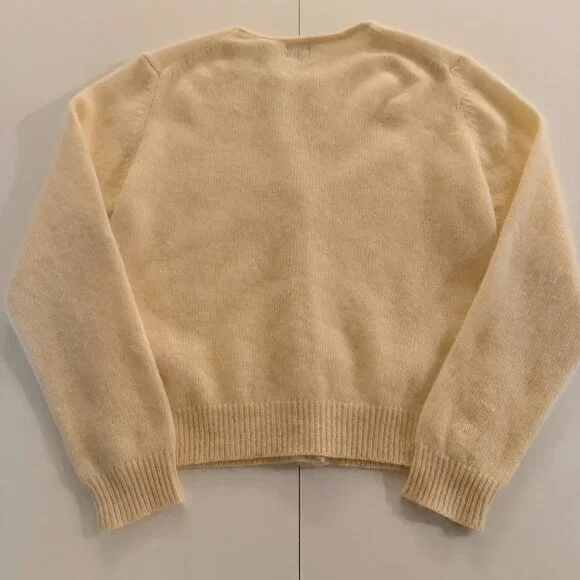 Gap Vtg Cardigan Swtr Sz S Yellow Lambswool Angora Rabbit Hair Y2K 90s Preppy - Picture 4 of 7